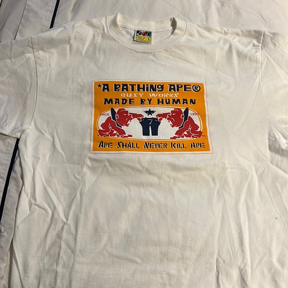Bape “ape shall never kill ape” t shirt, sz L - excellent condition